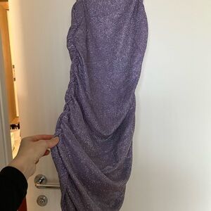 Divided H&M Ruched Glitter Dress - Purple Size M